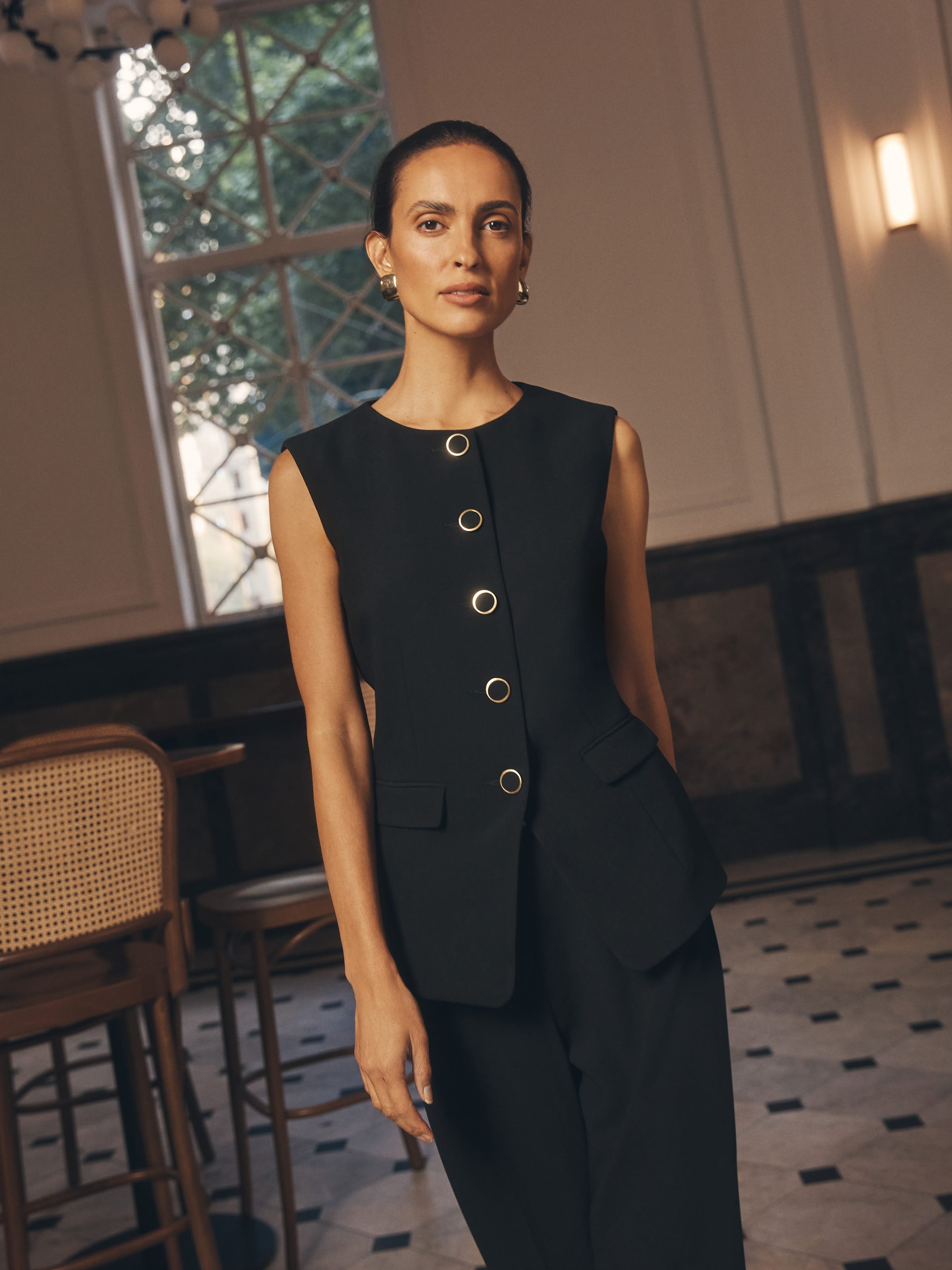 Lola Button Detail Crepe Vest