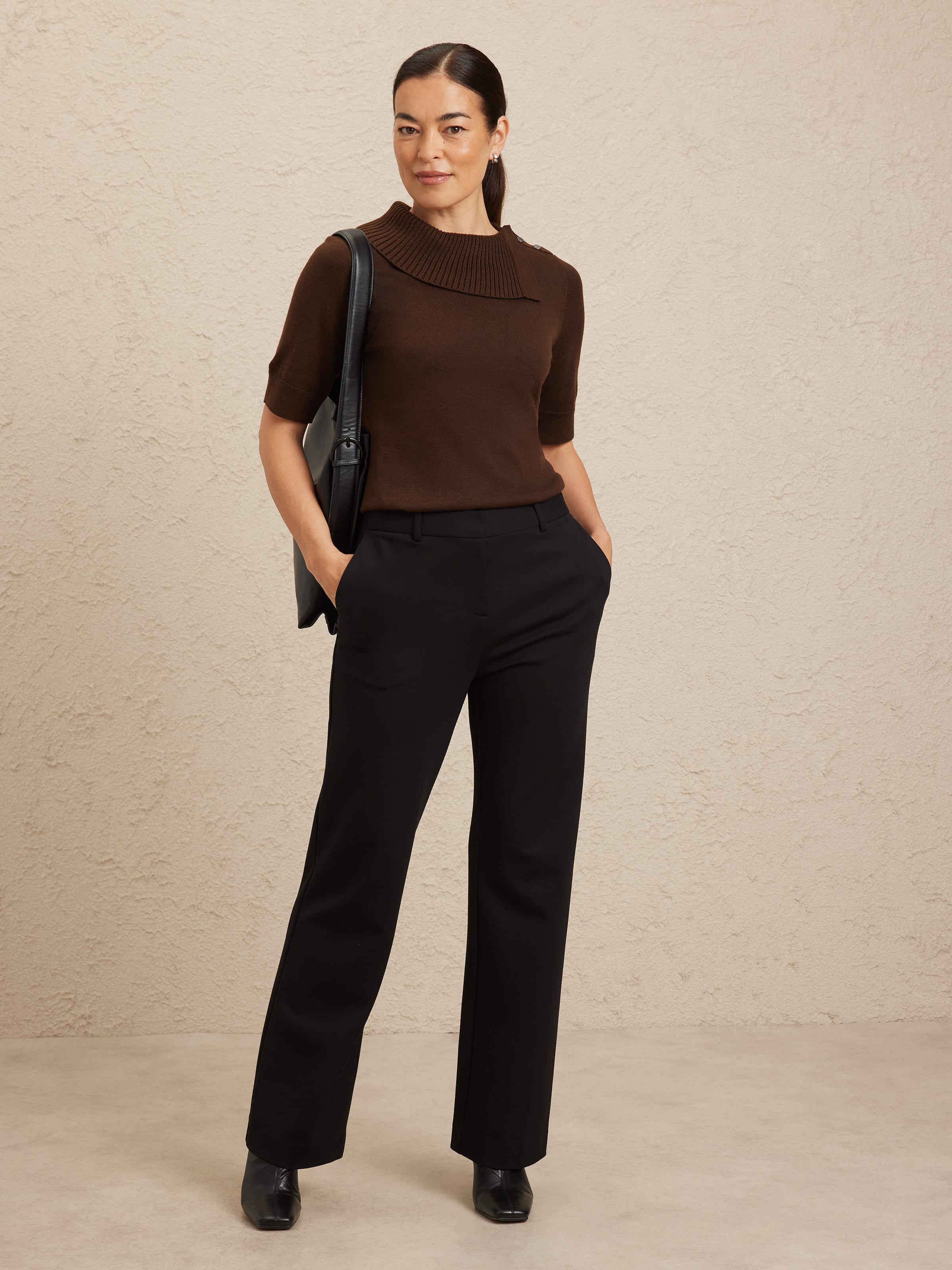 Ellie Button Roll Neck Jumper