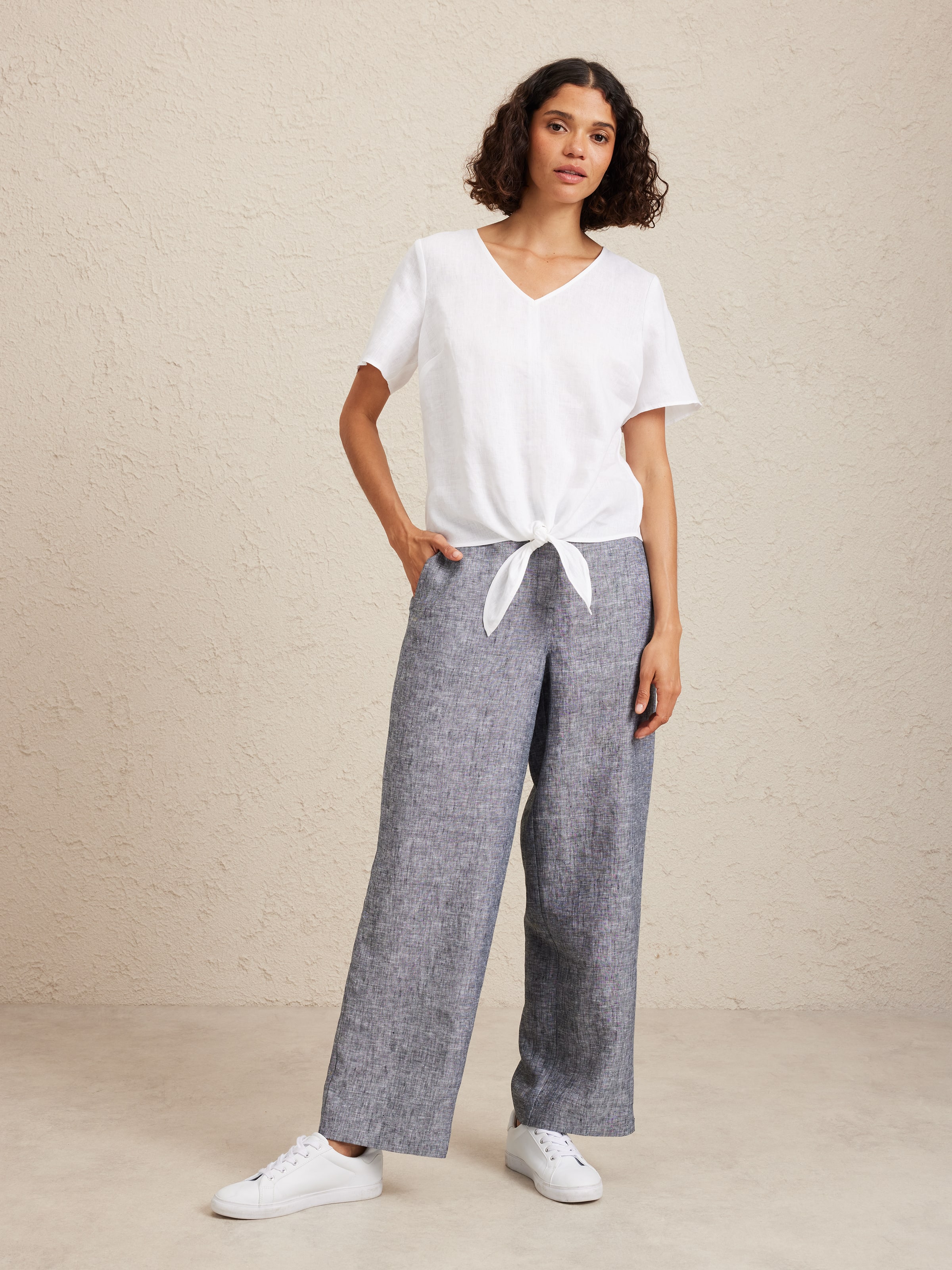 Tie Front Linen Top
