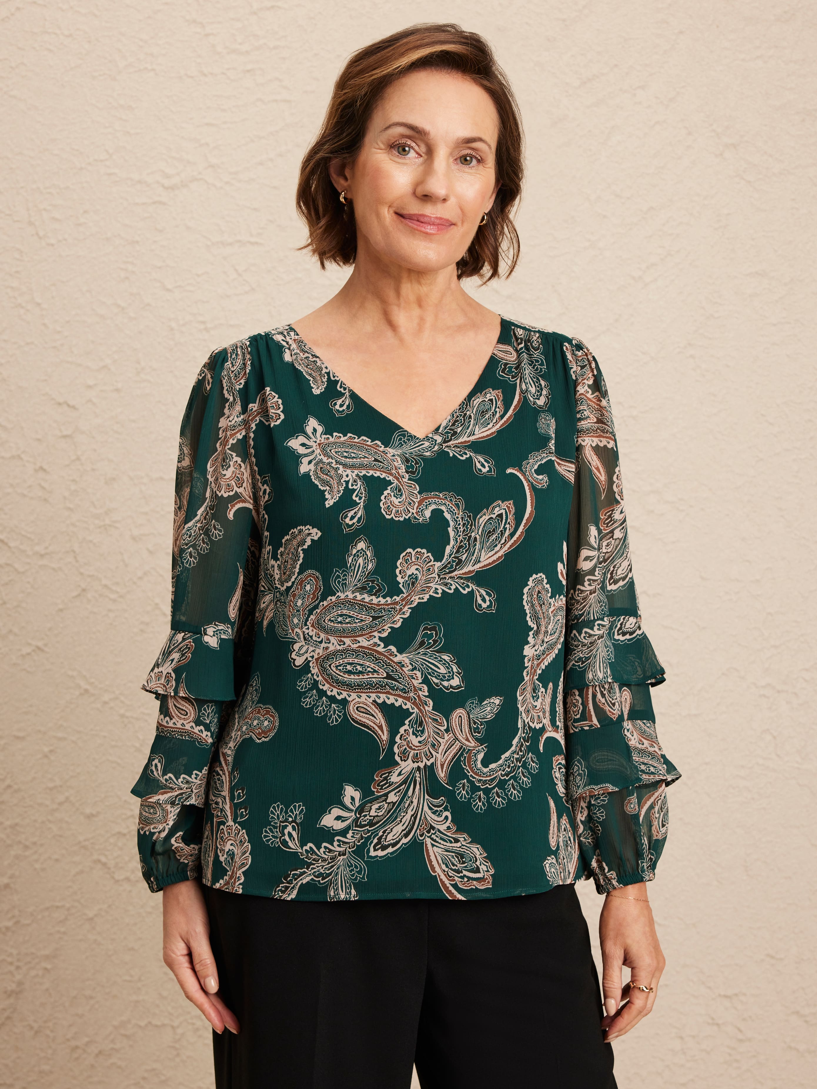 Hannah Long Sleeve Ruffle Blouse