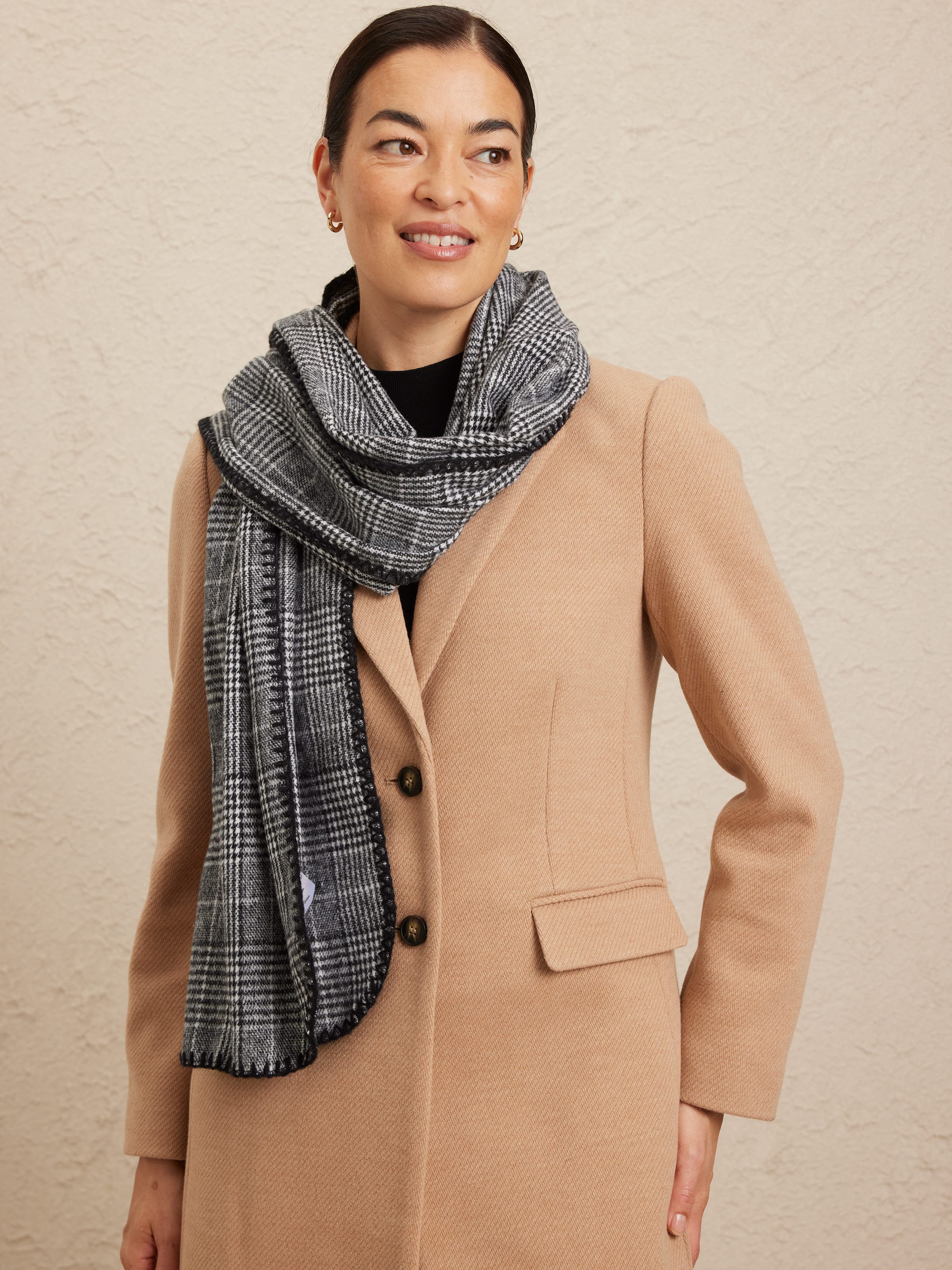 Monochrome Check Scarf